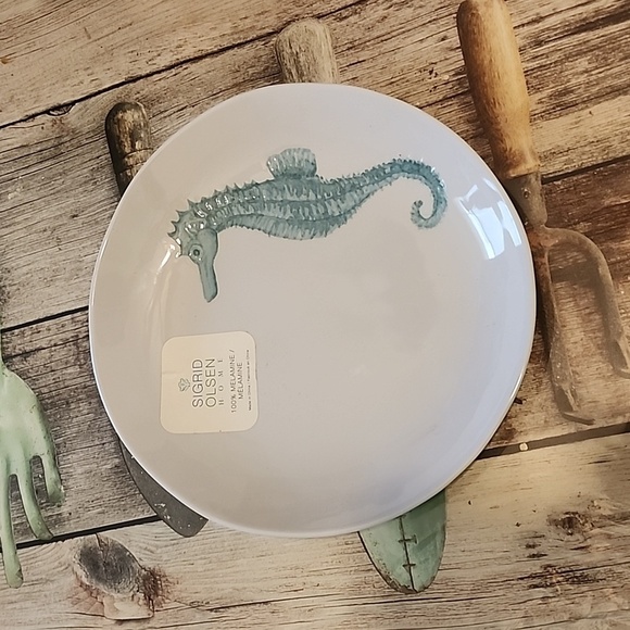 Sigrid Olsen Seahorse 3 MELAMINE DINNER PLATES Turquoise Coastal Tropical Set